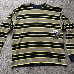 Vans Black and Yellow Striped Long Sleeve Shirt NWT Size XL Loose Fit